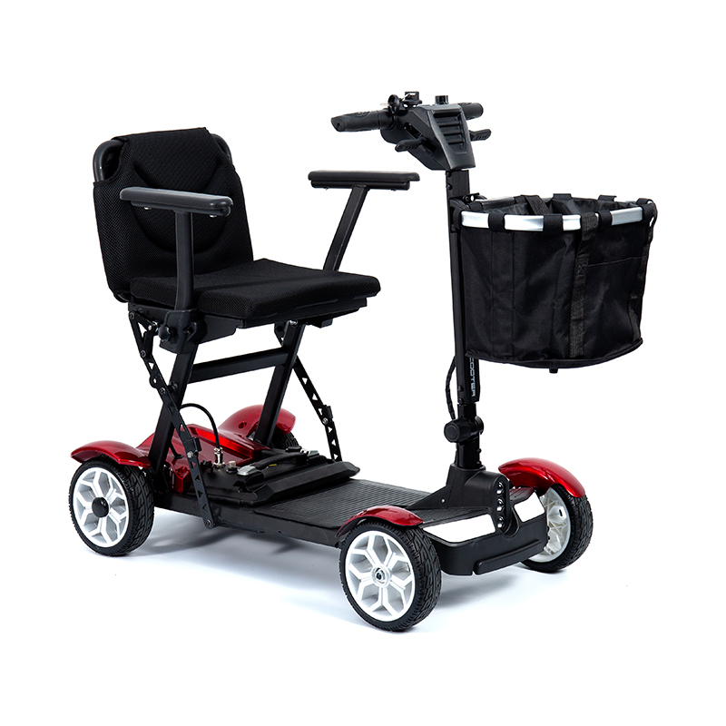 YL-211 Skuter Elektrik Pelancong 4 Roda untuk Warga Emas dengan Lampu Depan LED, Bakul